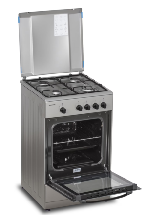 Aragaz Heinner HFSC-SME50SL, Gaz, 4 arzatoare, Dispozitiv siguranta plita si cuptor, 50 cm, Argintiu [4]