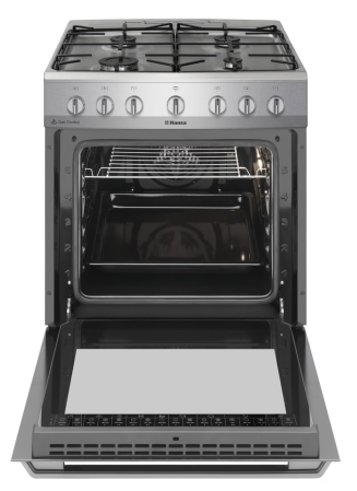 Aragaz mixt Hansa FCMX6810092, cuptor electric, 60 cm, 4 arzatoare, programator, 8 functii, grill, ventilator, aprindere electrica, siguranta, sertar depozitare, fara capac, 62 L, clasa A [1]