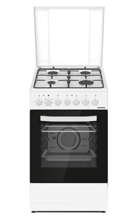 Aragaz - Aragaz mixt Heinner HFSC-S60LITGC-WH, 4 arzatoare, aprindere electrica plita, cuptor electric, clasa A, timer, grill, ventilatie, sertar inferior vase, 50x60cm, alb