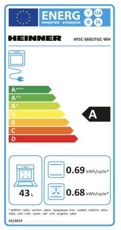 Aragaz mixt Heinner HFSC-S60LITGC-WH, 4 arzatoare, aprindere electrica plita, cuptor electric, clasa A, timer, grill, ventilatie, sertar inferior vase, 50x60cm, alb [1]