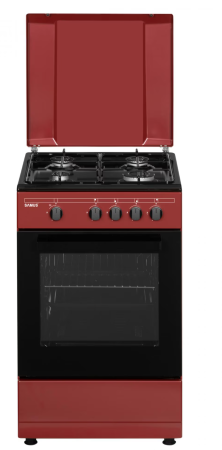 Aragaz - Aragaz Samus SM566APGS, 4 Arzatoare gaz, Cuptor Gaz, 49 L, Burgundy/Negru CU BUTELIE
