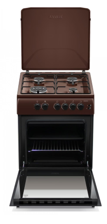 Aragaz Samus SM664MPGS, 4 Arzatoare gaz, 1 Wok, Cuptor gaz, Aprindere electrica plita si cuptor, Timer, Grill, Maro [2]