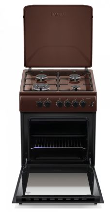 Aragaz Samus SM664MPGS, 4 Arzatoare gaz, 1 Wok, Cuptor gaz, Aprindere electrica plita si cuptor, Timer, Grill, Maro [5]