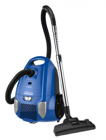 Aspiratoare - Aspirator cu sac Heinner HVC-MBL1400-V2, 700 W, sac textil, 3 L, putere variabila, HEPA 12, tub telescopic metalic, Albastru