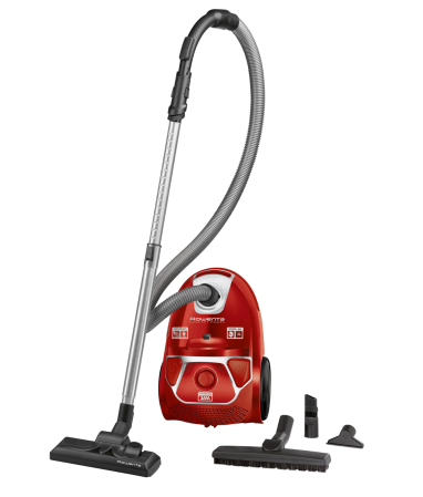 Aspiratoare - Aspirator cu sac Rowenta Compact Power parquet RO3953EA, 900W, Tub telescopic din metal, Sac Hygiene+, Rosu