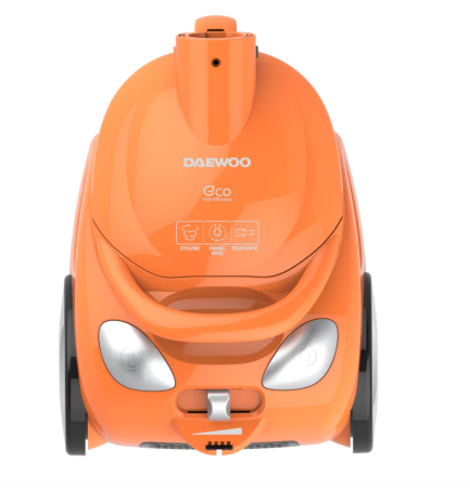 Aspirator fara sac Daewoo RCC-150P-3, 700 W, 1.2 L, control putere variabil, tub telescopic, furtun rotativ 360 grade, perie standard + accesorii pentru tapiterie si locuri inguste, portocaliu [2]
