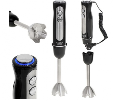 Blender de mana Adler AD4625B, 850W-1400W, 5 setari de viteza, functie turbo, lame din otel inoxidabil, Negru [5]