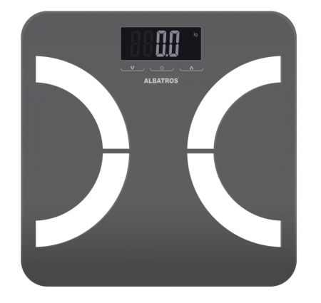 Accesorii pentru baie - Cantar de baie cu analizator corporal Albatros Body Planner, Greutate maxima 180 kg, Diviziune de 100g, Masoara greutatea, procentaj grasime corporala, masa osoasa, cantitate apa din corp, masa muscul