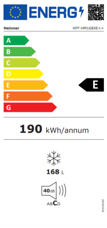 Congelator Heinner HFF-HM168XE++, 168 l, Control electronic, Afisaj cu indicatoare LED, 5 compartimente, Usa reversibila, Clasa E, H 142.6 cm, Argintiu [2]