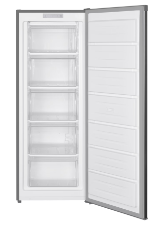 Congelator Heinner HFF-HM168XE++, 168 l, Control electronic, Afisaj cu indicatoare LED, 5 compartimente, Usa reversibila, Clasa E, H 142.6 cm, Argintiu [1]