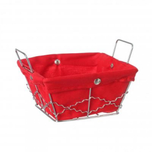 Accesorii pentru servit - 118780C  Cosulet metal+textil rosu
