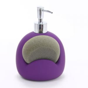 Baie - 116623  Dispenser ceramic cauciucat sapun cu burete violet