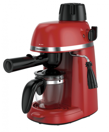 Electrocasnice Bucatarie - Espressor manual Heinner Kopy 350RD HEM-350RD, 800W, 3.5 bar, capacitate rezervor 0.24l, optiuni preparare: espresso si cappuccino, Rosu