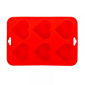 Vase de gatit - BL-1565  Forma pentru prajituri Blaumann, 6 cupe, Silicon, Inima, Rosu