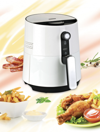 Friteuza cu aer cald Heinner AirFryer HAF-1300WH, gatire fara ulei, 1300 W, capacitate vas 3.6l, capacitate cos 2.6L , termostat reglabil 0-200˚C, timer 30 min, Alb [1]