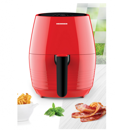 Friteuza cu aer cald Heinner AirFryer Nelle Digital RD HAF-1250DRD, gatire fara ulei, 1250W, capacitate vas 3.2L, capacitate cos 2.5L, afisaj digital, termostat reglabil 80-200˚C, timer 30 min, rosu [1]