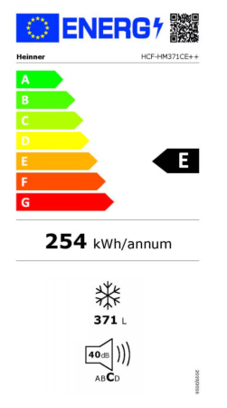 Lada frigorifica Heinner HCF-HM371CE++, 371 l, Clasa E, Control Electronic, Iluminare LED, Alb [3]