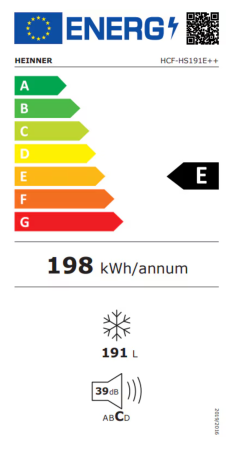 Lada frigorifica Heinner HCF-HS191E++, 191 L, Clasa E, Control mecanic, 1 cos, H 85.3 cm, Alb [2]