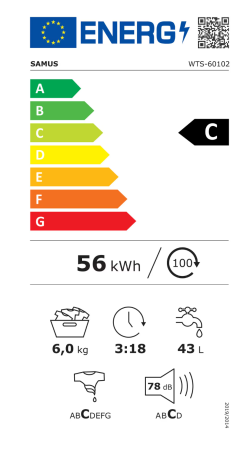 Masina de spalat rufe cu incarcare verticala Samus WTS-60102, 6 kg, 15 programe, 1000 rotatii, Clasa energetica C, Alb [5]