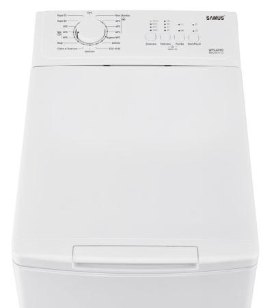 Masina de spalat rufe cu incarcare verticala Samus WTS-60102, 6 kg, 15 programe, 1000 rotatii, Clasa energetica C, Alb [1]