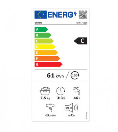 Masina de spalat rufe cu incarcare verticala Samus WTS-75120, 7.5 Kg, Clasa energetica C, Afisaj Led, 16 programe, Programe Blugi/Sport/Tesaturi copii, 1200 rotatii, Blocare acces copii, Protectie la [5]