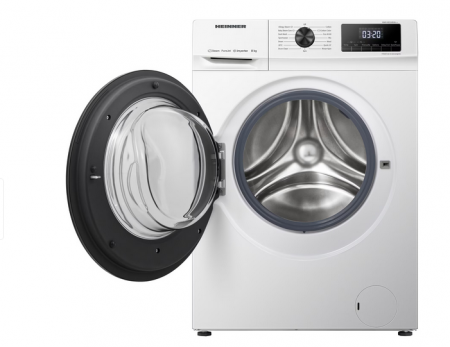 Electrocasnice Mari - Masina de spalat rufe Heinner HWM-H8014INVA++, 8 kg, 1400 rpm, Clasa A, Motor Inverter, Display digital, Blocare acces copii, Alb