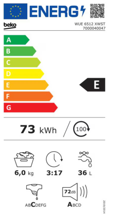 Masina de spalat rufe Slim Beko WUE6512XWST, 6 kg, 1000 RPM, Clasa E, Hygiene cu SteamCure, DrumClean SteamCure, Alb [8]