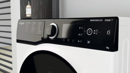 Masina de spalat rufe Slim Whirlpool WRSB7259DEU, 7 kg, 1200 rpm, Clasa B, Motor Inverter, Display Big digital, Negru [3]