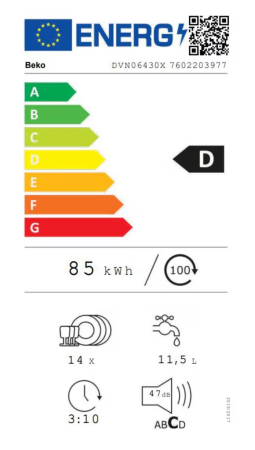 Masina de spalat vase Beko DVN06430X, 14 seturi, 6 programe, Clasa D, Automatic Door Opening, AutoGlassShield, 60 cm, Inox antiamprenta [4]