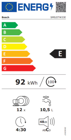 Masina de spalat vase Bosch SMS2ITW33E, 12 seturi, 5 programe, AquaStop, ExtraDry, Functie silence, Tab-count, Home Connect, EcoSilence Drive, Clasa E, 60 cm, Alb [8]