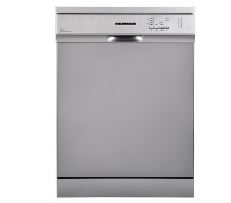 Electrocasnice Mari - Masina de spalat vase Heinner HDW-FS6062DSE++, 12 seturi, 6 programe, Clasa E, Aquastop, Pornire programata, 60 cm, Argintiu