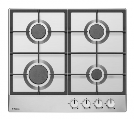 Plita incorporabila gaz - Plita incorporabila Hansa BHGI610502, Gaz, 4 arzatoare, Aprindere electrica, Gratar fonta, 60 cm, Inox