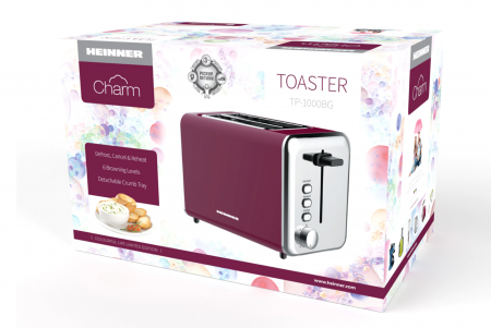 Prajitor de paine Heinner Charm TP-1000BG, 850W, 6 Setari rumenire, Burgundy [1]