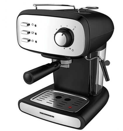 Espressor manual Heinner Black Boquette HEM-1100BKX, 850W, 15bar, rezervor detasabil 1.2L, filtru dublu din inox, Negru/Inox [0]