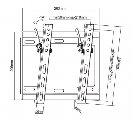 Suport universal LED TV cu inclinare 23 - 42 inch, Negru [1]