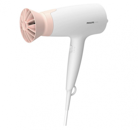 Uscator de par Philips BHD300/00, 1600W, accesoriu Thermo Protect, 3 setari de viteza/temperatura, Alb/Roz [1]
