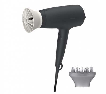 Uscator de par Philips BHD302/30, 1600W, accesoriu Thermo Protect, 3 setari de temperatura, difuzor, Negru [1]
