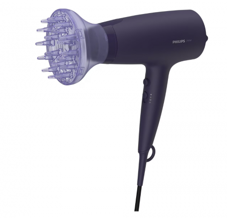 Uscator de par Philips BHD360/20, 2100W, accesoriu Thermo Protect, ingrijire cu ioni, 3 trepte de temperatura, 2 trepte de viteza, cap de coafare 14 mm, difuzor, Albastru inchis [3]