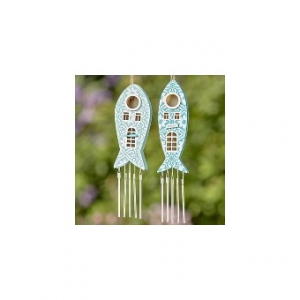 Decoratiuni - 3732300  Wind Chime Tiles H18-20 cm plywood blue