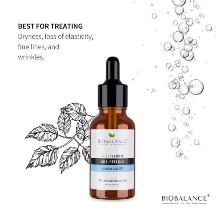 Super Serum AHA-Peeling cu Acid Glicolic 8%, regenerant si iluminator, 30ml Bio Balance [2]