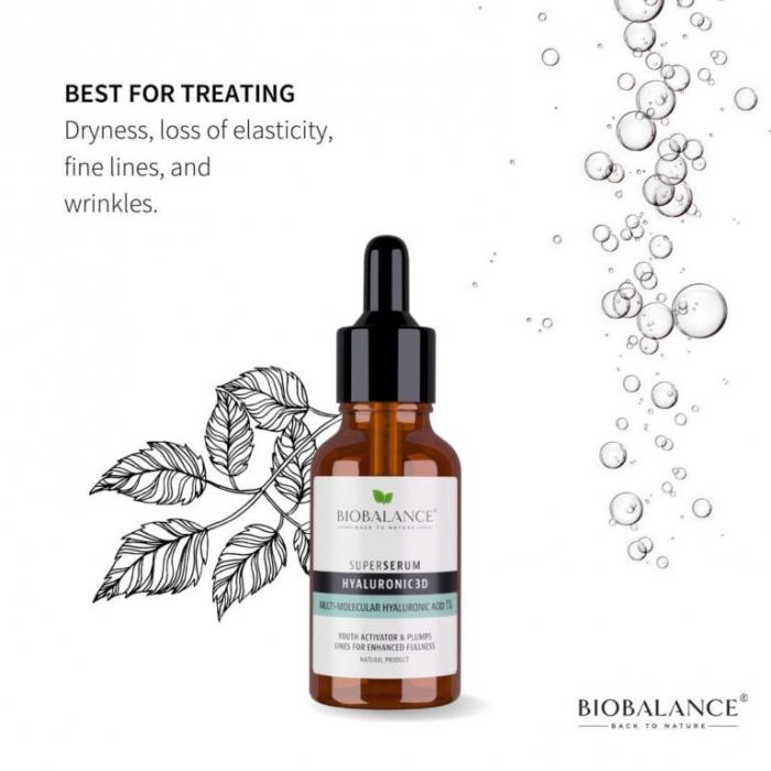 Super Serum Hyaluronic 3D cu Acid Hialuronic Multi-Molecular 1%, regenerant si antirid, 30ml Bio Balance [4]