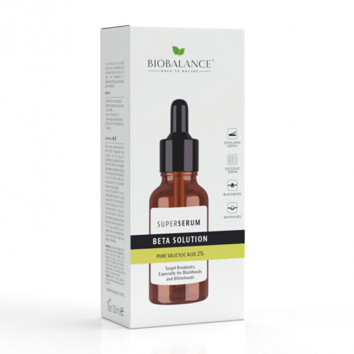 Super Serum BETA Solution cu Acid Salicilic Pur 2%, antiinflamator si antiacneic, 30ml Bio Balance [10]