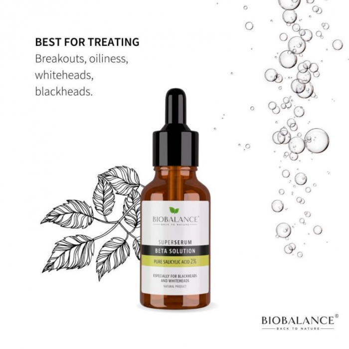 Super Serum BETA Solution cu Acid Salicilic Pur 2%, antiinflamator si antiacneic, 30ml Bio Balance [5]