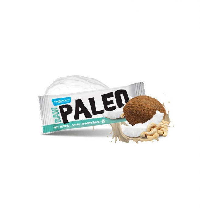 Baton proteic cu cocos si caju RAW PALEO - 50g Max Sport [2]