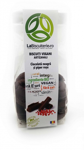 Biscuiti vegani cu ciocolata neagră si piper rosu 140g LaBiscuiterie [1]