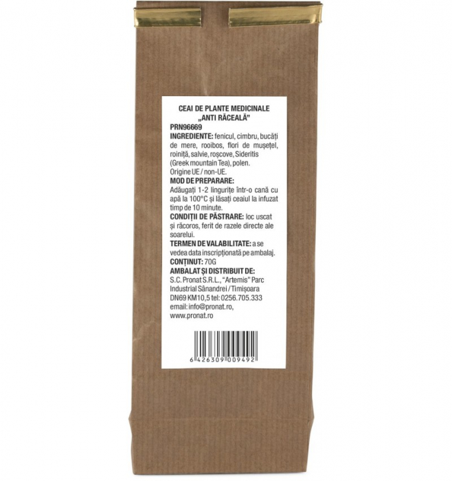 Ceai de plante medicinale Anti Raceala - 70g Pronat [2]