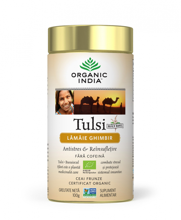 Ceai Tulsi Lamaie Ghimbir 100g Organic India  [1]