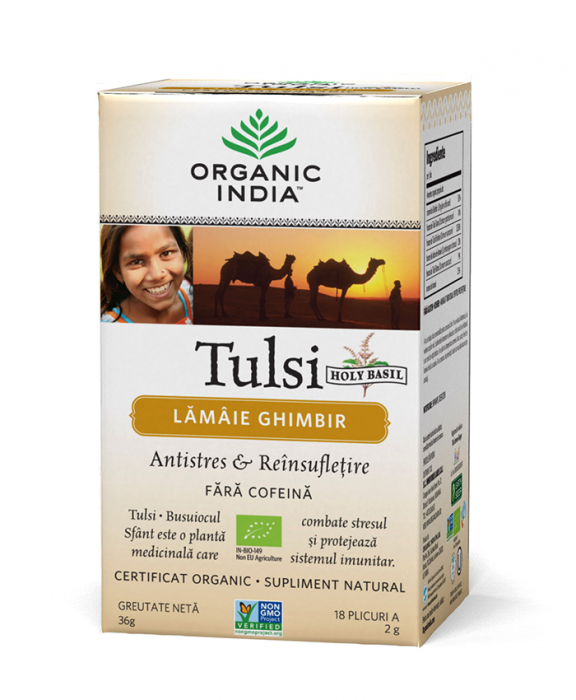 Ceai Tulsi Lamaie Ghimbir 18 dz Organic India [2]