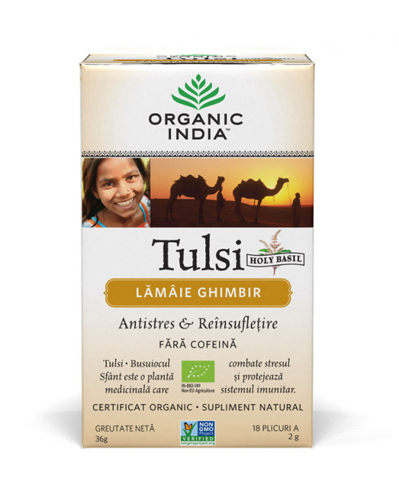 Ceai Tulsi Lamaie Ghimbir 18 dz Organic India  [1]