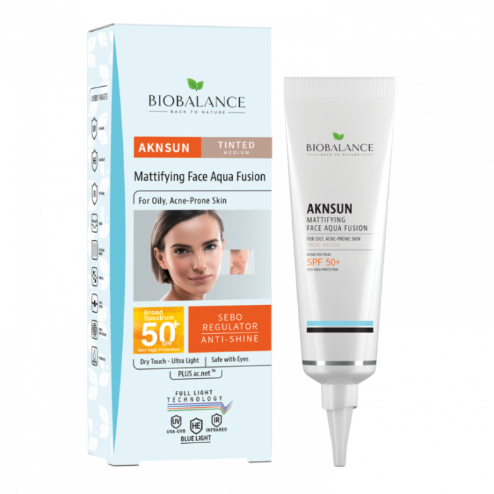 Crema protectie solara SPF 50+ matifianta, pentru ten acneic si gras, Medium 40ml Bio Balance [2]
